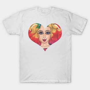 Mermaid Face Heart T-Shirt